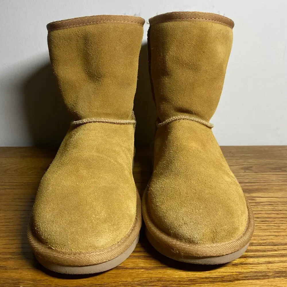 Koolaburra by UGG Kids' Koola Short Fur Lined Mid Calf Boots Tan Girls Size 2